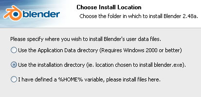 Blender: Install Location (use installation directory, not application data)