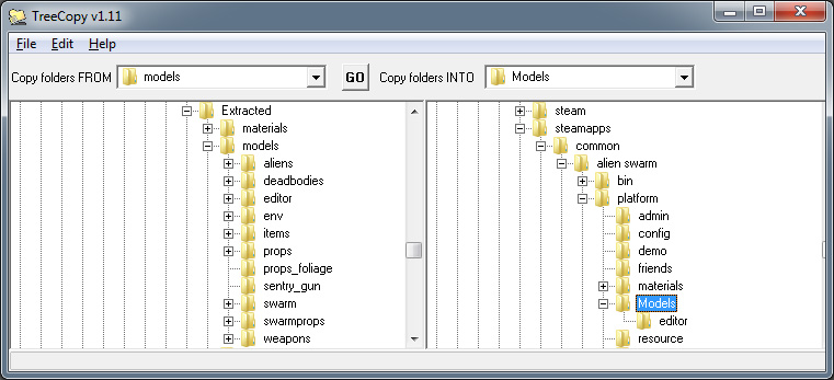Tree Copy Model Folders