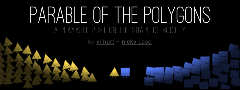 Parable Of The Polygons | How harmless choices can make a harmful world (<a href="http://ncase.me/polygons/">ncase.me/polygons)